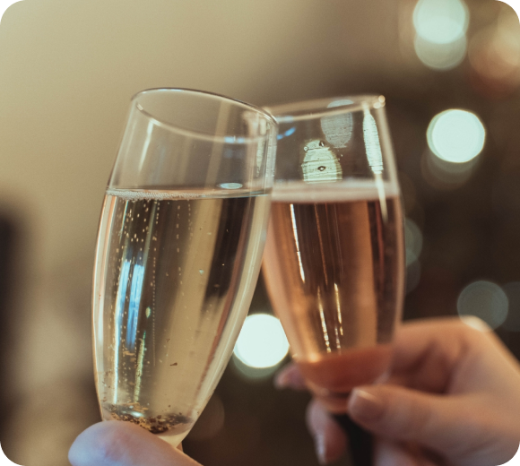 sparkling wine being toasted