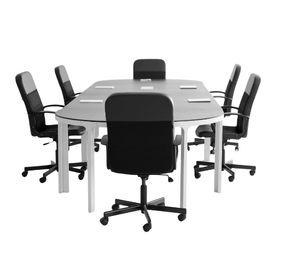conference table with six office chairs