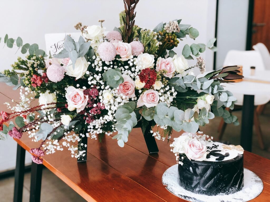 birthday flower table setup